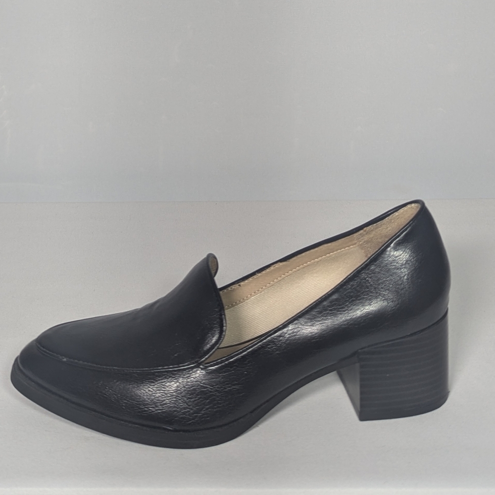 NEW Life Stride Womens Devyn Block Heel Loafer sz 7.5 wide black